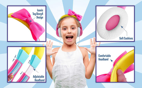 eKids TS-140BP Headphones for Kids Toy Story 4 Bo Peep, Adjustable Stereo Tangle-Free 3.5Mm Jack Wired Cord Over Ear