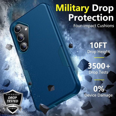 SPIDERCASE Heavy Duty Shockproof Case for Samsung Galaxy S24 Plus 2024, Sea Blue, 10 FT Military Grade Drop Protection.