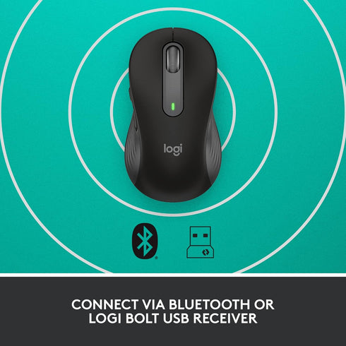 Logitech Signature M650 L Full Size Wireless Mouse for Large Hands, 2-Year Battery, Silent Clicks, Bluetooth, Black