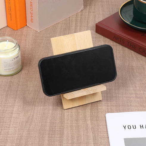 Eldraqth Bamboo Cell Phone Stand Cell Phone Stand for Desk Solid Wood Stands Wooden Holder Portable Wood Holder for Bed