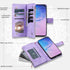 Asuwish Galaxy S10 Wallet Case with Mandala Flower, Tempered Glass, Wrist Strap, Zipper Card Holder, Purple.