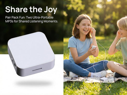 GizmoGlee 2 Pack MP3 4GB 500+ $3, Player Screen-Free Portable with Headphones & Speaker, Card Songs, HD Resin Panel