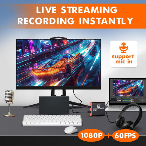 Swudloe 4K USB3.0 1080P 60FPS PS4 PS5 Capture Card for Nintendo Switch with Pass-Through, HDMI Video Cam Link Game