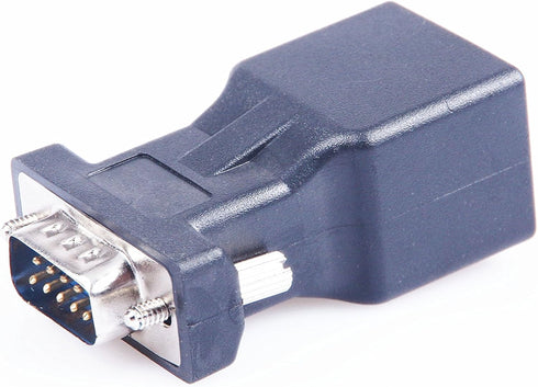 DB9 RS232 COM Male Port to RJ45 Female Connector, DB9 Serial Port Extender to LAN CAT5 CAT6 Ethernet Adapter