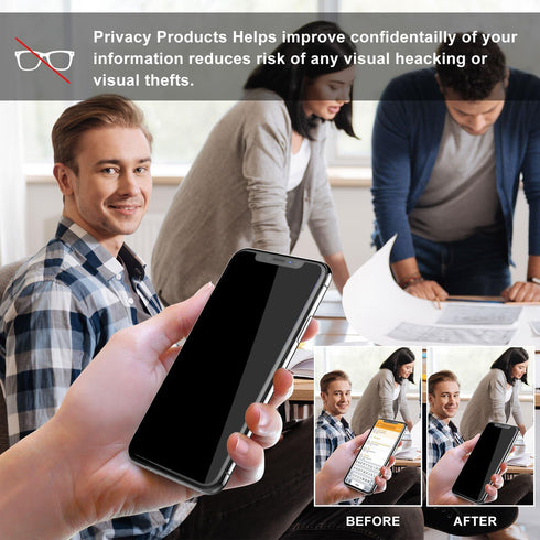 Mcgojo 2 Pack Privacy Screen Protector for iPhone 15 Pro Max 6.7" - Anti-Spy Tempered Glass, Touch Sensitive, Easy