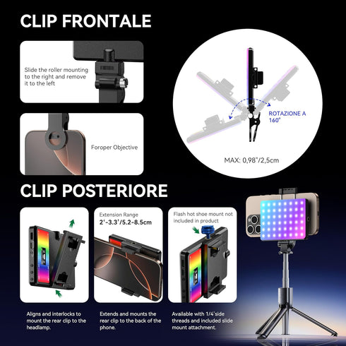 ENEGON 360 24 78 2000mAh 95+ 2500K-9000K RGB Selfie Light, Full Color RGB Video Light with Effects, LED Rechargeable