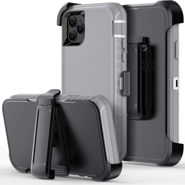 Defender Wallet Design with Hidden Back Mirror and Card Holder, Heavy Duty Protection Case for iPhone 11 Pro, Gray