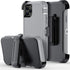 Defender Wallet Design with Hidden Back Mirror and Card Holder, Heavy Duty Protection Case for iPhone 11 Pro, Gray
