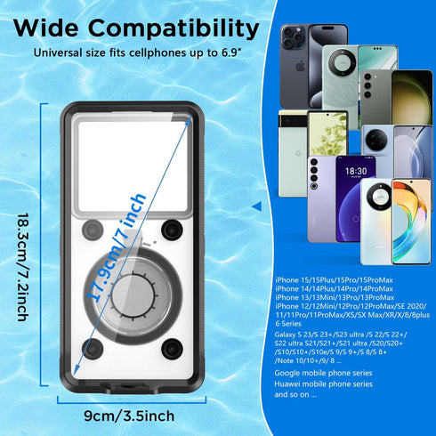 AICase Waterproof Phone Case, Universal Underwater Pouch for iPhone 15 14 13 11 12/Samsung S24/LG, Tech Gadgets