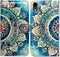 Case for iPhone XR, Green Circular Mandala Leather Flip Wallet Cover with Card Slot Holder Kickstand