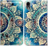 Case for iPhone XR, Green Circular Mandala Leather Flip Wallet Cover with Card Slot Holder Kickstand