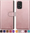 SUANPOT Samsung Galaxy A52 4G & 5G Wallet Case, RFID Credit Card Holder, PU Leather Flip Folio Cover (Rose Gold)