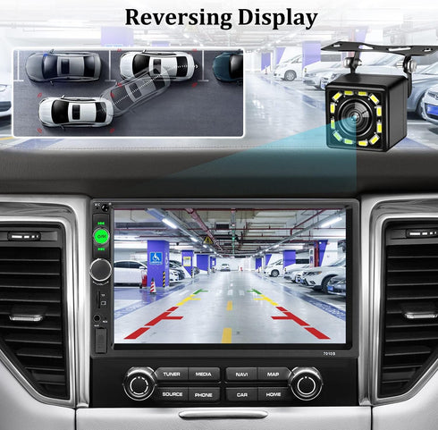 Double Din Bluetooth Car Stereo: 7 Inch MP5 Player with Digital Touch Screen Display and FM Radio Receiver