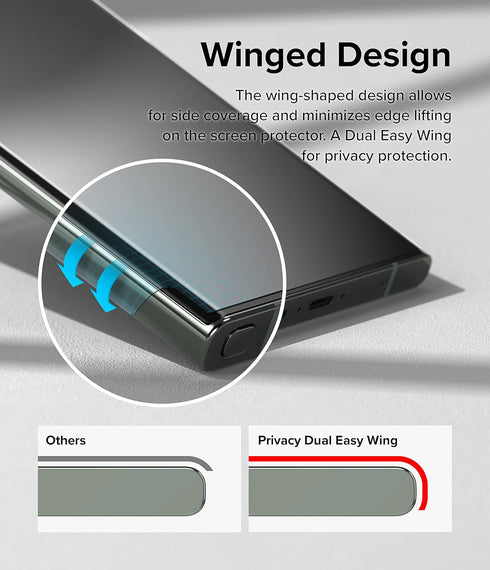 Ringke Privacy Dual Easy Wing for Samsung Galaxy S23 Ultra, Anti-Spy Screen Protector with Easy Application Kit