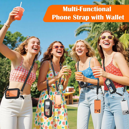 takyu 4-in-1 Clip and Go Strap for Phone with Wallet Crossbody, Adjustable Phone Lanyard with Detachable RFID Wallet