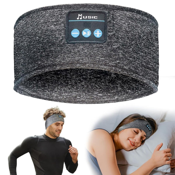 Sleep Headphones Headband Wireless for Sleeping Side Sleepers - Adjustable Bluetooth Headphones for Women Men (Grey)