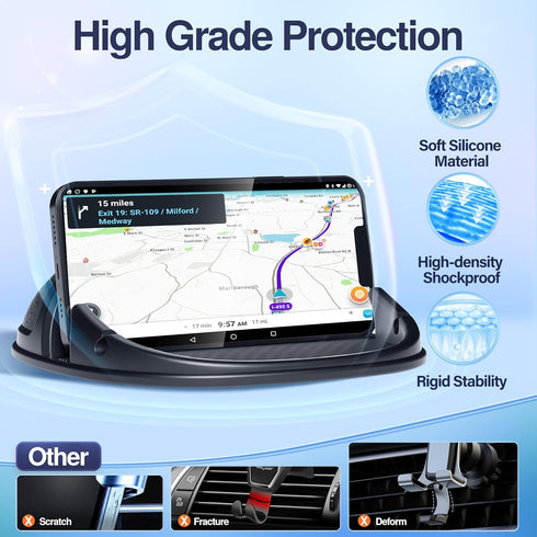 Loncaster Car Phone Holder, Car Phone Mount Silicone Car Pad Mat for Various Dashboards, Slip Free Desk Phone Stand