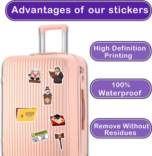 Pack of 50 PCS Court Judge Stickers, Waterproof Vinyl Decals for Birthday Gifts, Law Authority Graphics for Laptop,