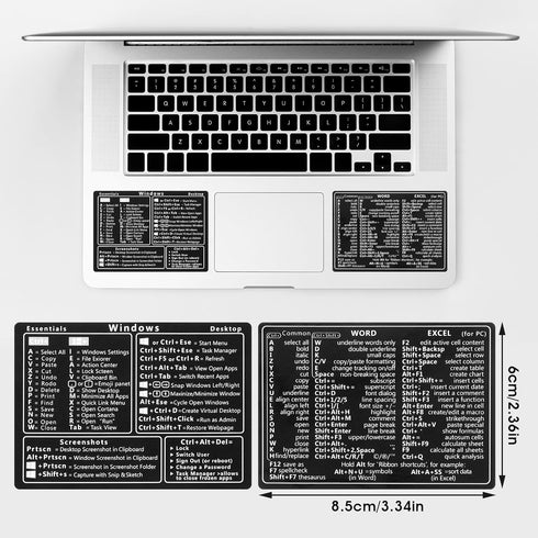 GEEHUA 2 Pcs Laptop Shortcuts Stickers, Word/Excel Quick Reference Guide Keyboard Shortcut Stickers Notebook PVC