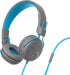JLab Studio On-Ear Headphones, Wired, Gray/Blue, Ultra-Plush Faux Leather, 40mm Neodymium Drivers, Tangle-Free Cord.