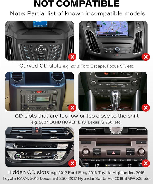 1Zero 360 7-11 Inch CD Slot Mount for CarPlay Screen, Rotation Tool-Free Installation CarPlay CD Mount Compatible