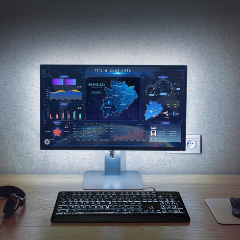Large Print Backlit Keyboard, Quiet USB Wired Computer Keyboard, Full Size with White Illuminated LED for Windows