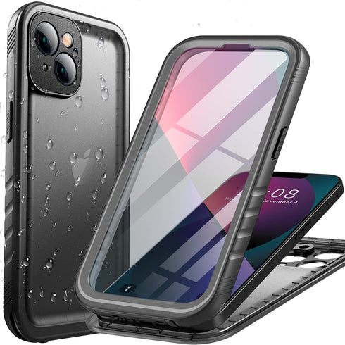 Cozycase Waterproof Case Compatible with iPhone 14 Plus - Full Body Shockproof Dustproof Dropproof with Built-in Screen