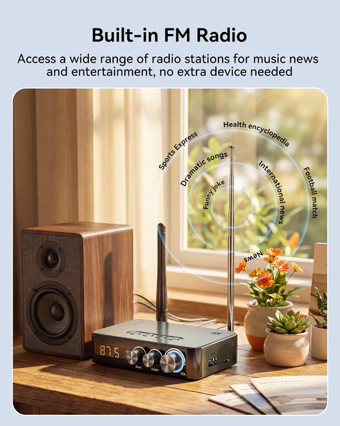 Rylithon 5.3 3.5mm 6.5mm Bluetooth Transmitter Receiver for Home Stereo TV, HD Wireless Low-Latency NFC Audio Adapter