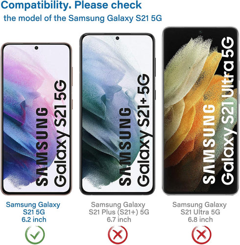 NEW'C Tempered Glass Screen Protector for Samsung Galaxy S21 5G (6.2) - Pack of 3, 9H Hardness, Anti-Scratch,