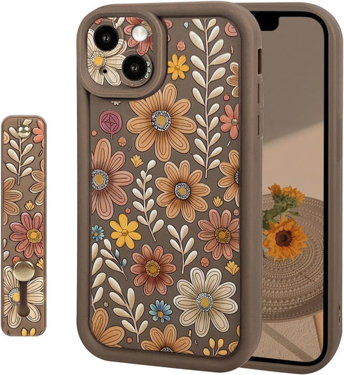 Lovmooful Compatible for iPhone 15 Case Cute Aesthetic Color Flower Floral Leaf with