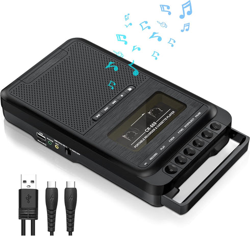 Gracioso Cassette Player Converter, Portable Cassette to MP3 Music via U Disk/SD Card