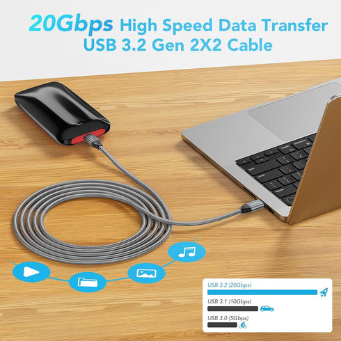 ULT-WIIQ USB C to USB C Cable Fast Charging 240W PD 3.1, 20Gbps Data Transfer for iPhone 15, Samsung