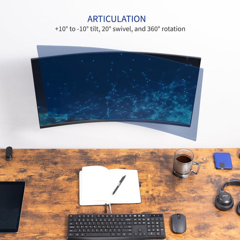 VIVO Height Adjustable 17 to 32 inch Single Monitor Articulating Wall Mount for Standing Workstations