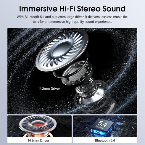 5.4 48H Mic/5 IPX7 Wireless Earbuds, Bluetooth Headphones with Multifunctional Touch Screen, Hi-Fi Stereo Ear Buds
