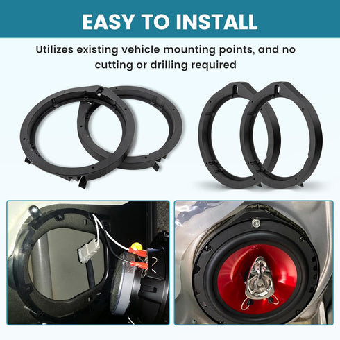 NuIth Car Speaker Adapter Bracket Kit for 2006-2013 Honda Civic/Accord/CR-V/Acura, 6.5 Inch, 4PCS with Wiring Harness