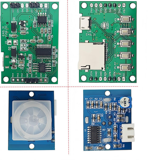 Yuuhseel MP3 Music Voice Recording Audio Module Kit DIY Welcomer Sound Recording Board with Speaker and PIR Motion
