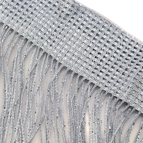 1x2 M Door String Curtain | Rare Flat Silver Ribbon Thread Fringe Window Panel | Room Divider for Wedding Coffee House