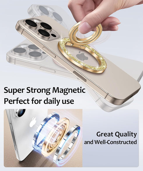 wipalor 360 17 16 15 14 13 12 Magnetic Phone Grip for Magsafe Phone Grip, Bling Cell Phone Ring Holder Flexible Flip