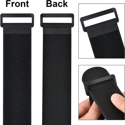 2 x 48 Inch Hook and Loop Cable Tie, 6 Pack Heavy Duty Adjustable Fastening Strap with Plastic D-ring Buckle