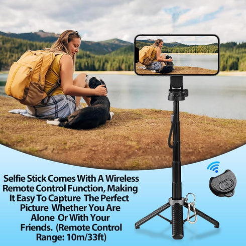 Mrryiio Stick,360 Stick,4-in-1 Phone Tripod & Selfie Rotation Travel Selfie Portable Travel All in One Extendable Cell