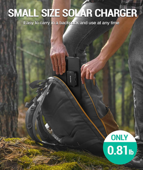 BLAVOR 10W Portable Solar Charger, Small Foldable Solar Panel with USB-C USB-A Outputs, Compatible with Cell Phone