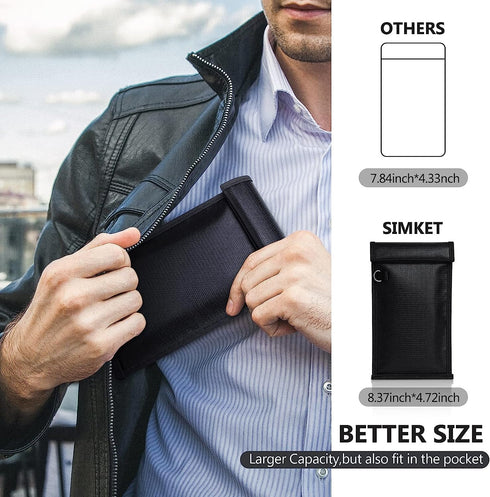 Simket 2 Pack, Faraday Bags for Phones and Car Key Signal Blocking Pouch, Cell Phone Signal Blocker, Car