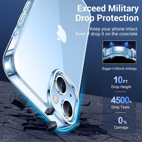 Designed for iPhone 15 Plus Case with 10 FT Military Grade Drop Protection, Not Yellowing, with 2 Pcs Tempered Glass