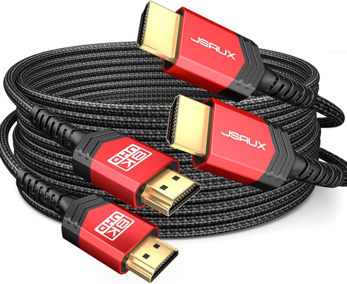 JSAUX 10K HDMI Cables 2.1 10FT 2-Pack 48Gbps 8K@60Hz 4K Ultra High