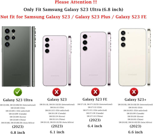 for Samsung Galaxy S23 Ultra Case: Dual Layer Heavy Duty Protective Cover with Screen Protector - Black