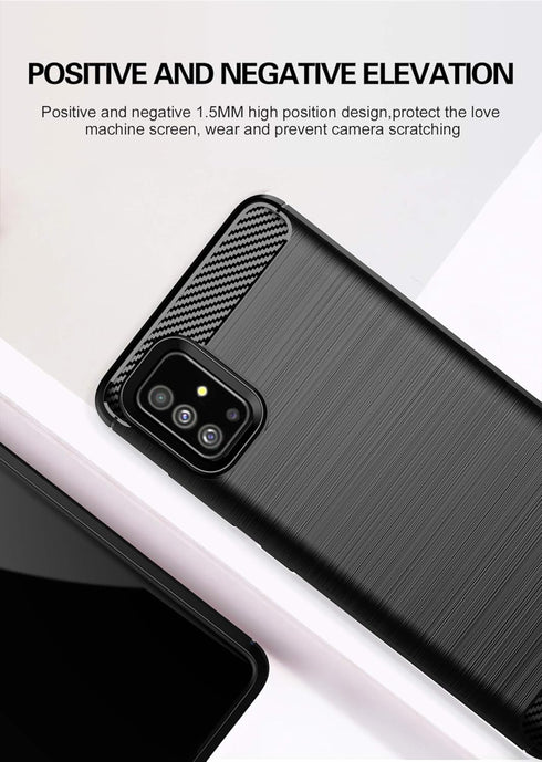 MAIKEZI Soft TPU Slim Fashion Anti-Fingerprint Phone Case Cover for Samsung Galaxy A51 4G (Black Brushed TPU)