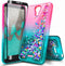 NZND Case for Cricket Icon 2 (2020) U325AC, Glitter Liquid Floating Waterfall Phone Case with Tempered Glass Protector