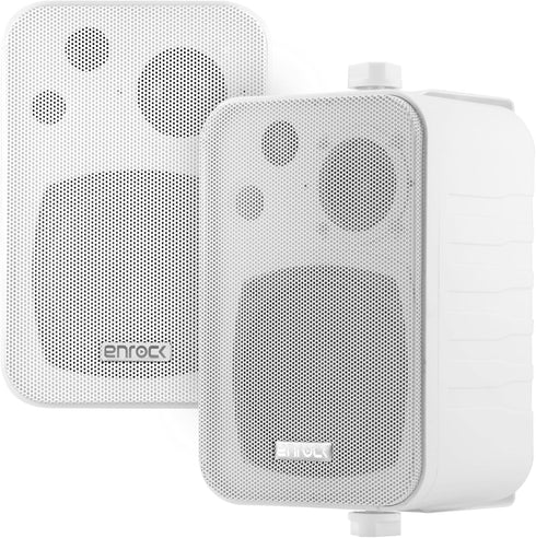 EKMR408W 4" 30 Watt Peak Power 3-Way Indoor/Outdoor Box Speaker (White, Pair)