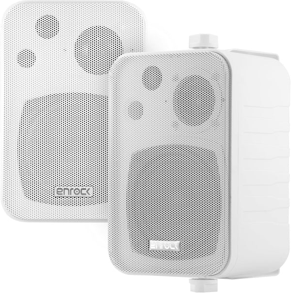 EKMR408W 4" 30 Watt Peak Power 3-Way Indoor/Outdoor Box Speaker (White, Pair)
