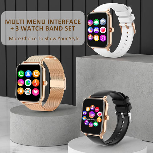 Smart Watch for Women Men - 1.85" Fitness Tracker with Heart Rate, Sleep Monitor, AI Voice Control, IP68 Waterproof for
